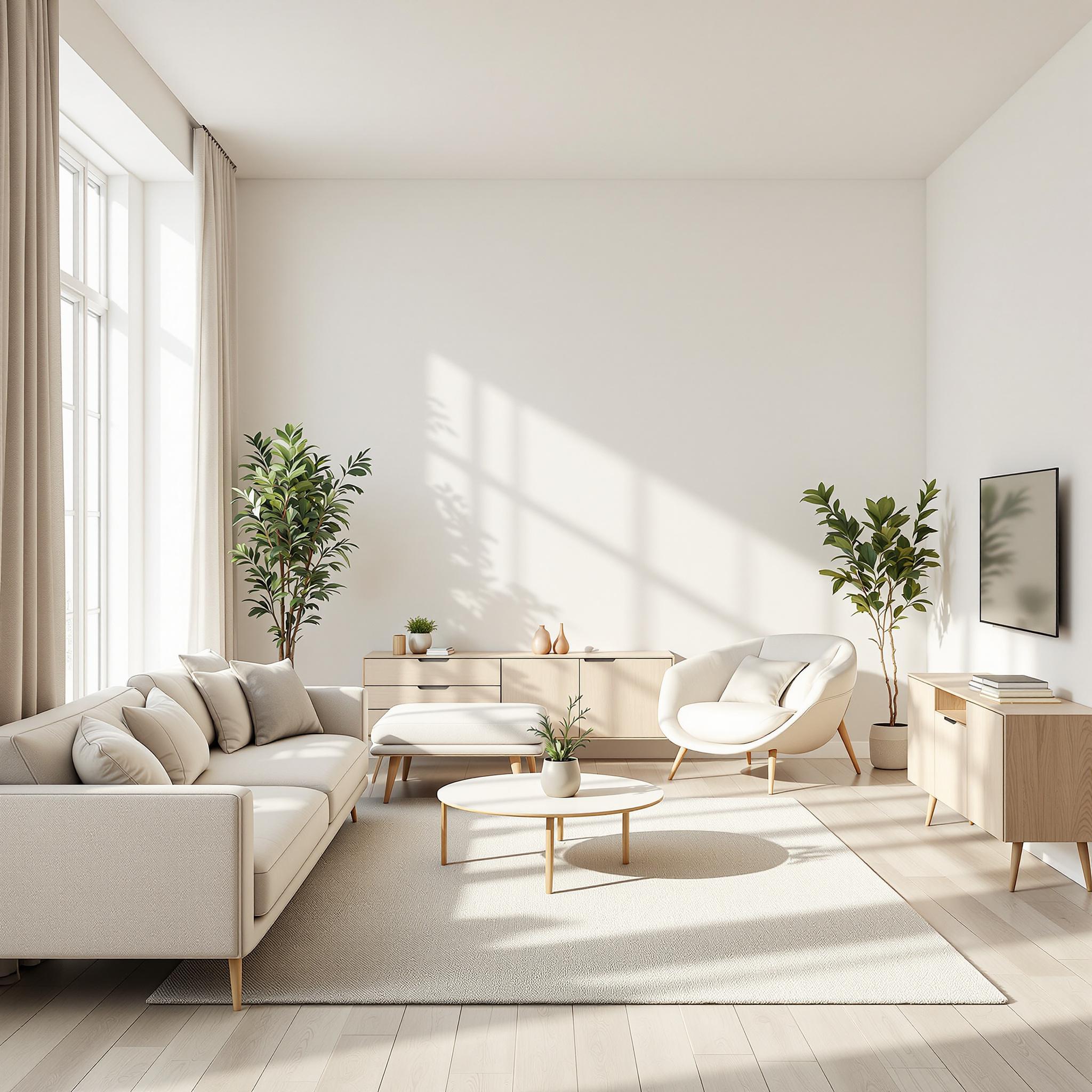Bright living room showcasing organized space and simplicity - PureOrder Pricing